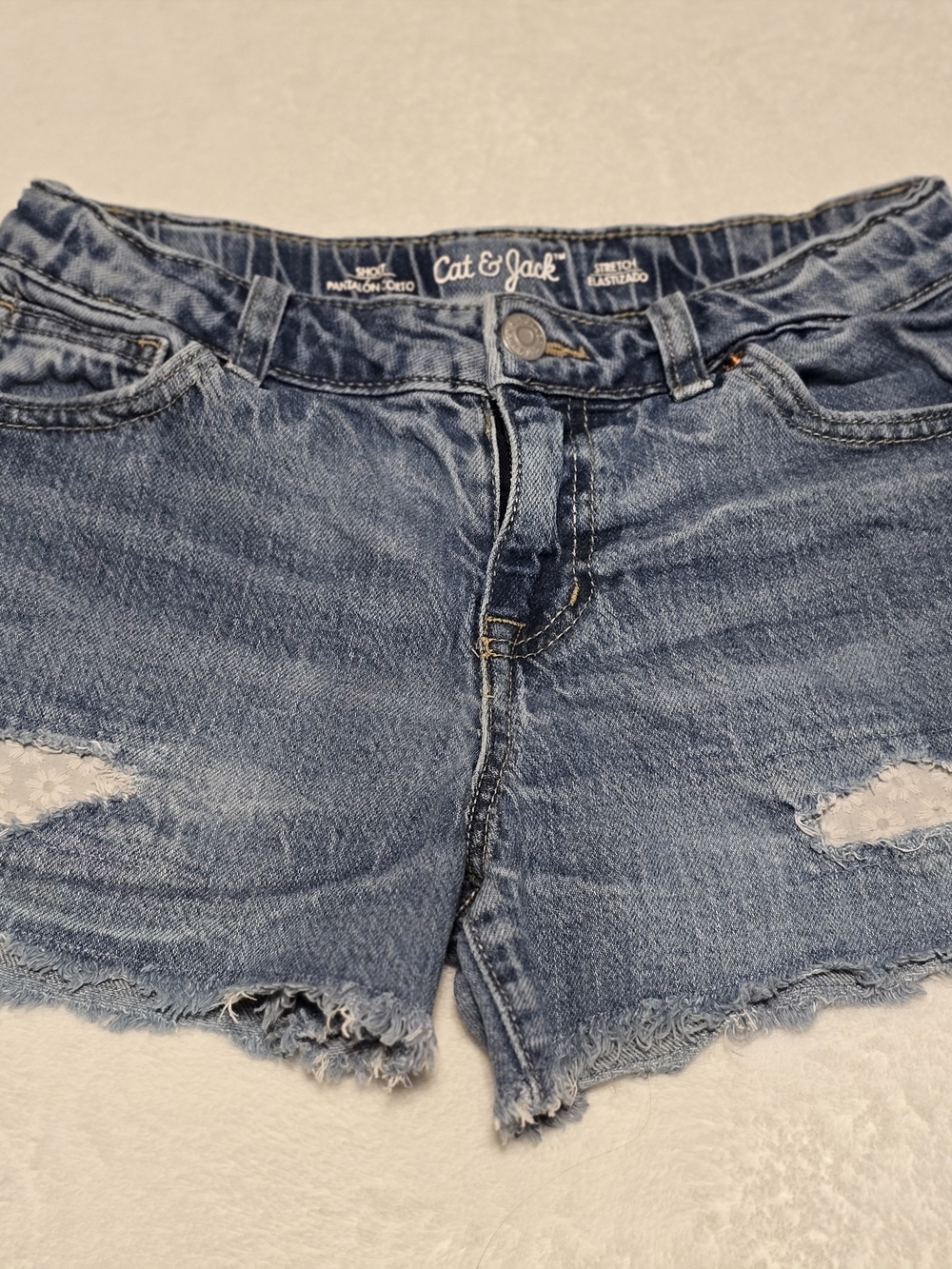 Cat & Jack Girl's Distressed Denim Shorts - Blue